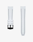 Curved Vertech Rubber Strap - White & Black Stitches - OM Luxury